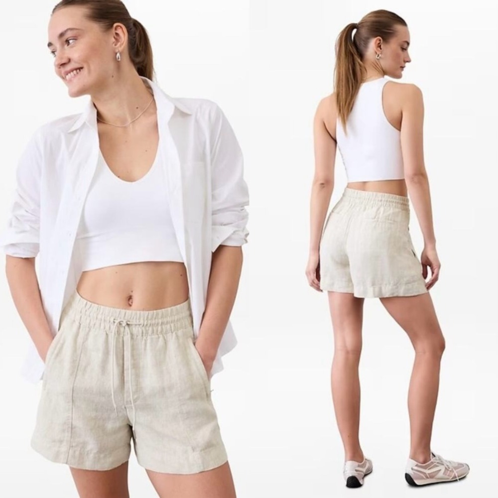 Athleta Women's Retreat Linen Mid Rise Short 4" Inseam, Undyed XXS